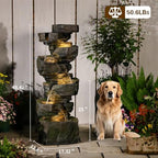 Sunlinua 48H Large Rock Cascading Outdoor Water Fountain with 6 Tiers - Image 2