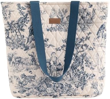 Maison d' Hermine Shopping Bags Cotton Quilted Tote Bag with Zipper Pockets by MaisondHermine