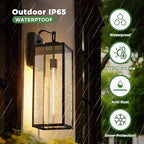 DORESshop 18 Inch Large Size Dusk to Dawn Outdoor Wall Lights, Matte Black Waterproof Anti-Rust Outdoor Light Fixtures Wall Mount with Clear Glass Shade for Porch, Garage, Doorway, 2 Pack - Image 5