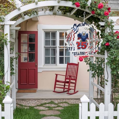 Independence Day Wind Spinner for Garden Yard 12In, Bald Eagle America 250th Anniversary 3D Stainless Steel Kinetic Hanging Wind Spinners Rustproof Outdoor Decor for Lawn Patio Home - Image 3
