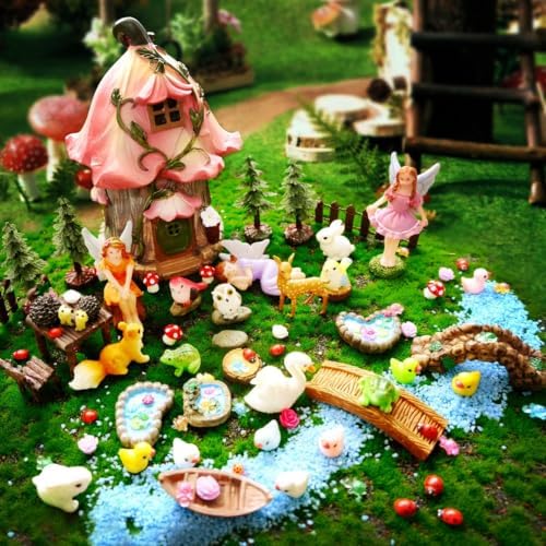 115Pcs Fairy House Kit Mini Fairy Garden Accessories Outdoor Supplies Decor by Unknown