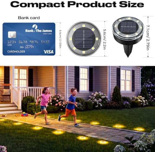 vighep Mini Solar Ground Lights, 24 Pack Solar Lights Outdoor Waterproof, Upgraded LED Flat Landscape Lighting for Outside Pathway Garden Patio Yard Driveway,Warm White - Image 6