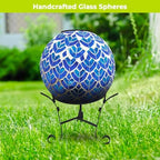 Briarwood Lane Everyday Gazing Ball 10x10 Blue and White Scalloped Solar LED Gazing Ball - Image 2