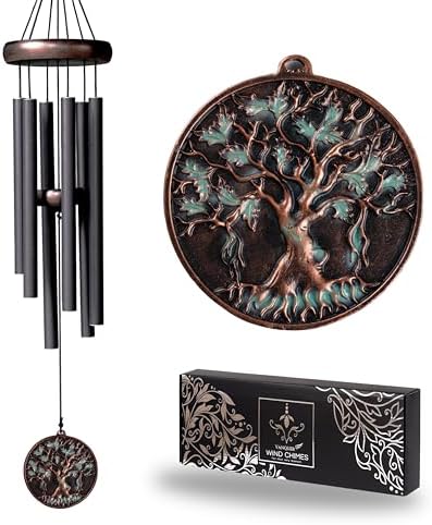 Vanquer Gift Wind Chimes for Outside - 30'' Wind Chimes Outdoor Clearance, Windchimes Outdoors, Memorial Wind Chimes, Sympathy Gift, Patio, Home Décor, Vintage Black (30" Tree of Life) by Vanquer