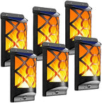 Solar Flame Lights Outdoor, Fire Effect Wall Lanterns, 6 Pack by LazyBuddy