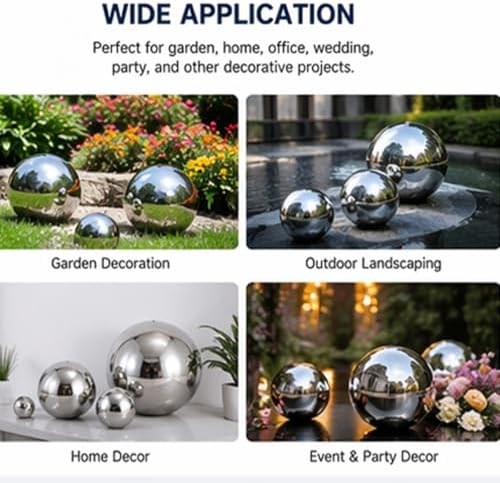 Stainless Steel Hollow Sphere Mirror Polished Decorative Metal Ball for Stair Railing Gate Fence Garden and DIY Projects,450mm - Image 5