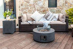 Lume Vale 28" Round Propane Fire Pit Table – 40,000 BTU Outdoor Fire Pit with Lid & Stone Finish, 2-in-1 Patio Heater & Dining Table, CSA Certified (Gray Wood Grain, Fire Pit with Wind Guard&Tank) - Image 4