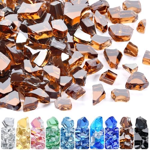 GasSaf 1/2 Inch Amber Fire Glass Reflective Tempered Fireglass, 20 Pound by GasSaf