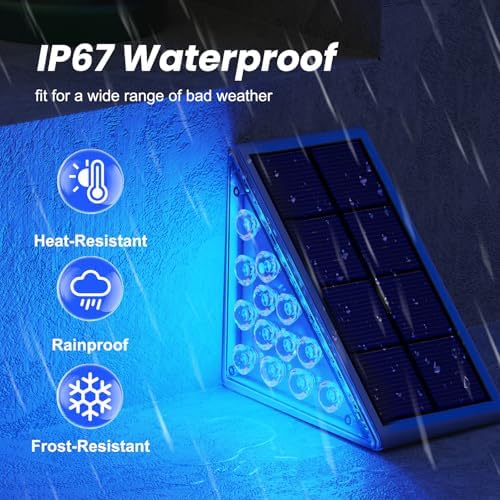 NIORSUN Solar Step Lights,8 Pack Blue LED Outdoor Step Lights, Stair Lights Outdoor for Patio, Fence, Yard, Walkway, Solar Powered Auto On/Off, IP67 Waterproof, Easy Install - Image 6