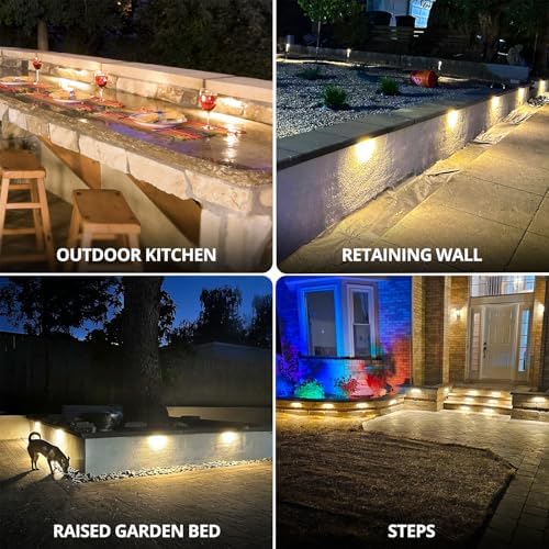 GKOLED 8 Pack 6.8 Inches LED Hardscape Lights, Low Voltage Retaining Wall Light Waterproof, 12V AC/DC Landscape Lighting, 1.5W 2700K, Classic Step Lights Outdoor, Die-cast Aluminum Housing - Image 6