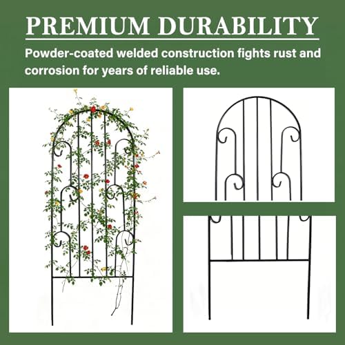 4 Pack Arched Iron Trellis, 45" H x 15.9" W, Decorative Scrollwork - Image 3