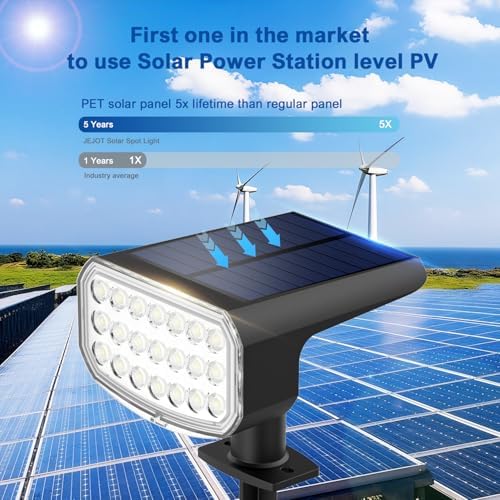 JEJOT Solar Spotlights Outdoor Waterproof with Focus Beam, 4 Pack - Image 6
