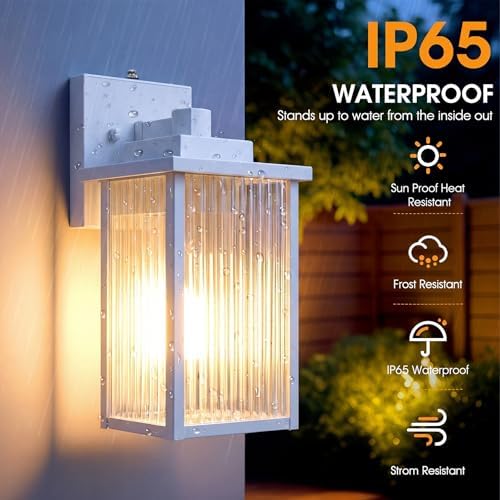 13" White Dusk to Dawn Outdoor Light, Exterior Light Fixture - Image 2