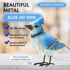GUTE Blue Jay Metal Bird, Garden Yard Sculpture Art - Large Realistic Standing Blue Bird - Outdoor Fall, Winter, Spring, Summer Decoration - Handmade Bluejay Decor - Perfect and Sympathy Gifts - Image 2