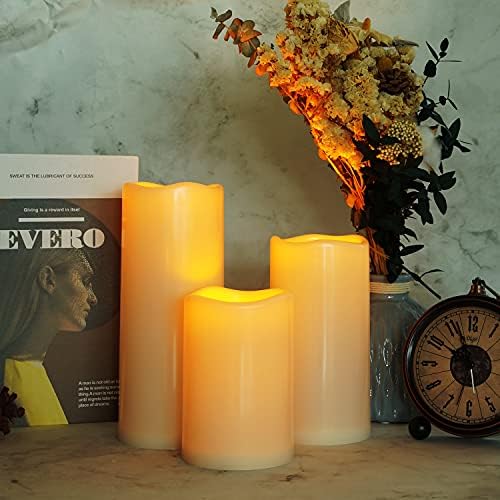 Homemory 6" 8" 10" x 4" Waterproof Outdoor Flameless Candles, Battery Operated Flickering LED Pillar Candles with Remote and Timers for Indoor, Plastic, Ivory White - Image 6