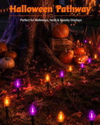 Halloween Pathway Lights, 10-Pack Purple and Orange C9 LED Stakes - Image 5