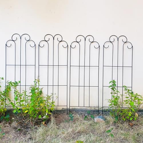 4 Pack Black Iron Garden Trellis 45” x 15.9” for Climbing Plants by SCENDOR