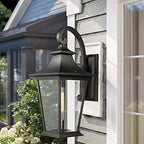 Emliviar Large Outdoor Wall Light, 25" Modern Front Porch Light for House, Clear Glass in Black Finish, XE220B BK - Image 2