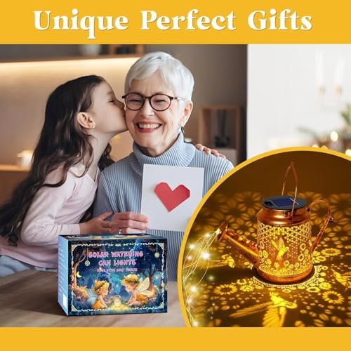 Big Solar Lanterns Outdoor Waterproof, Gifts for Mom Grandma Women Wife Daughter Mother's Day, Hummingbird Sunflower Watering Can with Shepherd Hook, Hanging Lanterns, Solar Path Lights Outdoor Decor - Image 3