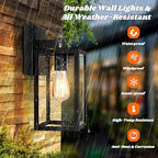 Brightever 2-Pack Outdoor Wall Lantern, Exterior Waterproof Wall Sconce Light Fixtures, Black Outside Wall Lights with Clear Glass for House, Porch, Front Door, Garage, Patio, Bulbs Not Included - Image 2
