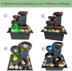 Small Tabletop Waterfall Fountain Zen Meditation Fountain Indoor Desktop Water Fountain with LED Light and Natural River Rocks for Office Home Bedroom - Image 2