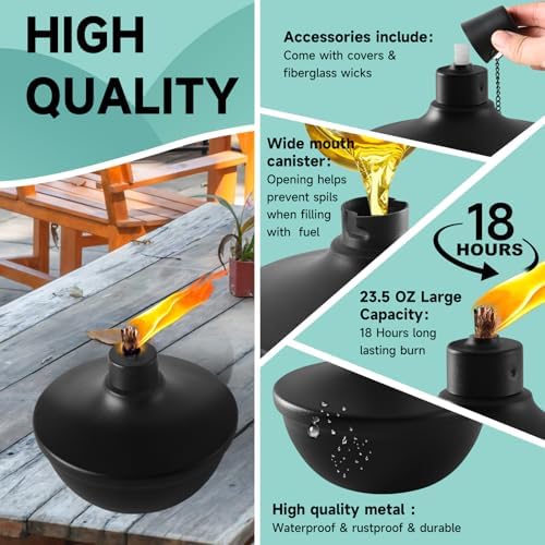 ZSPENG 6 Pack Metal Table Top Torches, 23.5oz Citronella Torch for Outside - Image 2