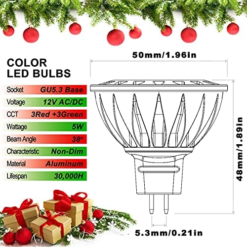 ALIDE Red Green MR16 Led Bulbs 12v Low Voltage for Landscape Christmas - Image 3