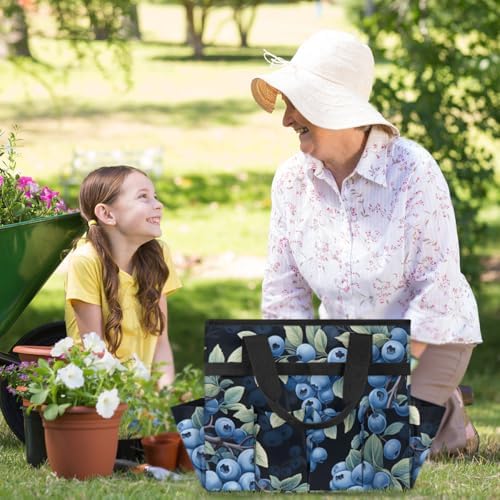 Fruits Blueberry Garden Tool Bag Tote for Men Women Multiple Pockets Wide Mouth Heavy Duty Waterproof Tool Organizer Bag for Outdoor Lawn Yard Portable Gardening Storage With Elasticbands - Image 5