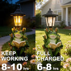 Solar Frog Garden Statue for Outdoor Decor with Lantern - Lawn Decoration 16“ Tall Frog Figurine Lights for Patio, Yard, Porch Ornament - Valentine's Day Gifts for Mom, Grandma, Women - Image 3