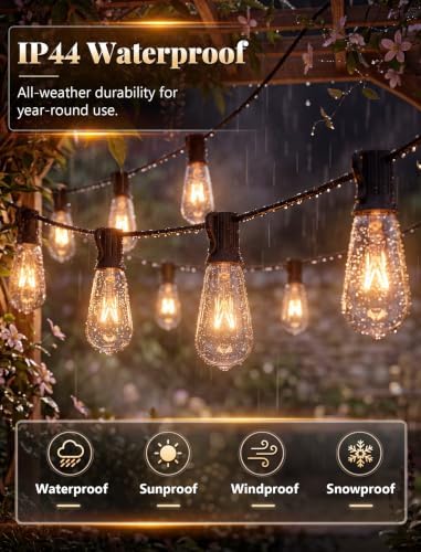 GOOTHY 20Ft Outdoor String Lights with 22 Edison Bulbs(2 Spare), 7W E17 Intremediate Base ST40 Vintage Outdoor Patio Lights Waterproof UL Listed for Bistro Garden Backyard Party Wedding Decor-Black - Image 3