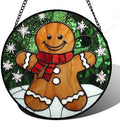 Smiling Gingerbread Man Stained Glass Window Hanging Suncatcher Gifts 12" by Follow