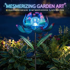 38 Inch Solar Wind Spinner Outdoor, Kinetic Lotus Yard Art with Glass Light - Image 5