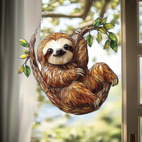 Sloth Acrylic Suncatcher Indoor Colorful Window Hanging Ornament Outdoor Sun Catcher Panel for Home Decor Car Garden Crystal Gift Hanging Sloth Acrylic Suncatcher by Unknown