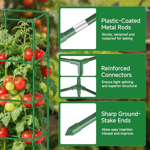 3 Pack Square Tomato Cage Heavy Duty Rust-Resistant Metal Tomato Trellis - Image 5