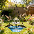 2026 Spring Solar Cascade Hanging Bird Bath Fountain for Outdoor Garden Decor, Metal Hanging Birdbath with Solar Pump for Backyard, Patio, Yard, Attracts Birds and Hummingbirds (Blue, Upgraded) by LONGLUAN