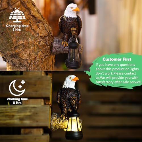 Solar Eagle Tree Decor Outdoor, Hanging Eagle Statue with Lantern - Image 5