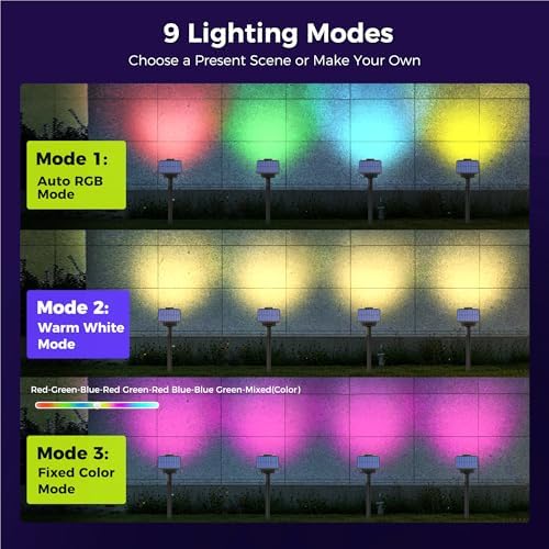 Solar Spot Lights Outdoor Waterproof, 6 Packs, RGB - Image 4
