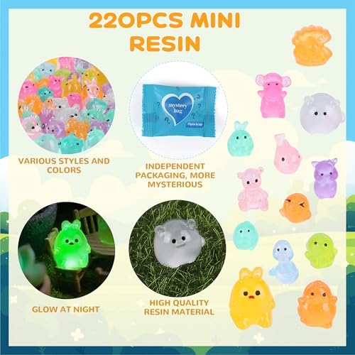 220 pcs Mini Resin Animals Blind Bags, Luminous Mini Resin Animal Figurines for Fairy Garden, Dollhouse, DIY Craft Decor, 50+ Animal Combination Sets for Adults - Image 5