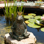 Frog Garden Statue, Yard Decorations Outdoor Decor, Weather-Resistant Animal Figurines & Sculptures, Seated Prince Frog with Scepter for Patio & Lawn, 11.5" H×9.8" L - Image 5