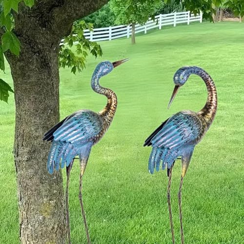 Natelf Outdoor Garden Crane Statues Blue Heron for Lawn Yard Decor - Image 2