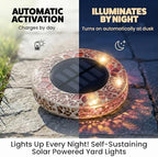 Bell+Howell 8 Pk Mosaic Solar Lights Outdoor LED Disk Pathway Lights, Taupe - Image 6