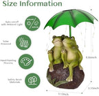 Solar Garden Statues Decor Frogs Couple with LED Lights and Umbrella, Outdoor Frog Garden Statue for Patio, Balcony, Housewarming, Yard Frog Gifts for Women - Image 2