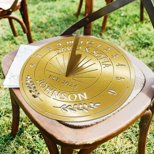 Personalized Wedding or Anniversary Sundial Gifts for Couples, Custom Sundial Wedding Gifts,Custom Calibrated Metal Sundial Sign for 30th, 40th, 60th, 70th Anniversary - Image 2