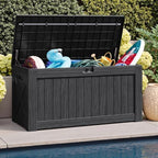 JUMMICO 120 Gallon Resin Deck Box, Large Outdoor Storage Box Waterproof & Lockable for Garden, Patio, Pools (Black) - Image 6