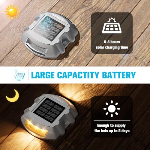 VOLISUN Solar Deck Driveway Dock Lights,Solar Pathway Lights,Warm 4 Pack - Image 3