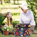 Lovely Skull Cute Garden Tool Bag Tote for Men Women Multiple Pockets Wide Mouth Heavy Duty Waterproof Tool Organizer Bag for Outdoor Lawn Yard Portable Gardening Storage With Elasticbands - Image 5