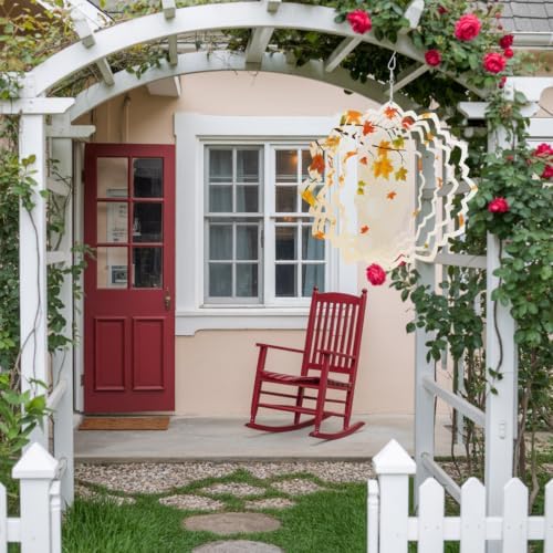 10 Inch Maple Leaves Fall Wind Spinner for Yard and Garden, Thanksgiving Branches Farmhouse Art Hanging Ornaments Outdoor 3D Kinetic Wind Sculpture Spinners Indoor Outdoor Patio Décor Ornaments Gift - Image 4