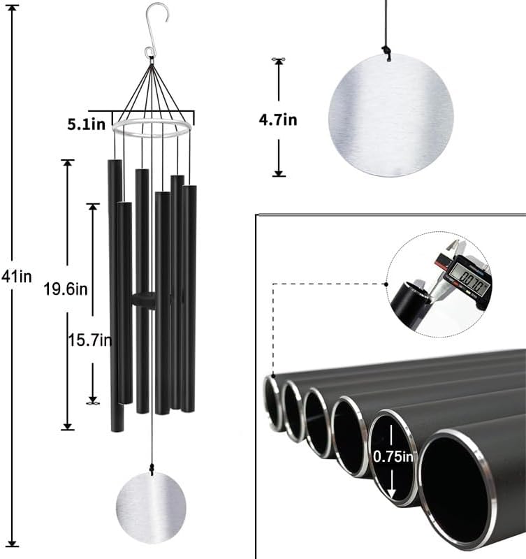 Wind Chimes Wind Chimes for Outside Deep Tone Memorial Sympathy WindChimes with 6 Tuned Tubes Gifts(41'') - Image 2