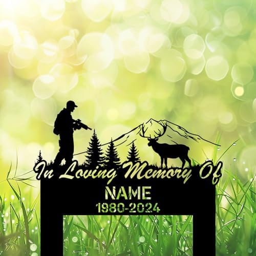 Personalized Hunter Grave Marker White-Tailed Deer Hunting Memorial Garden Stake 8-24 inch Hunter Dad Loss Gift, Hunter Memorial Gift Loss of Loved One (White-Tailed Deer Hunting) - Image 4