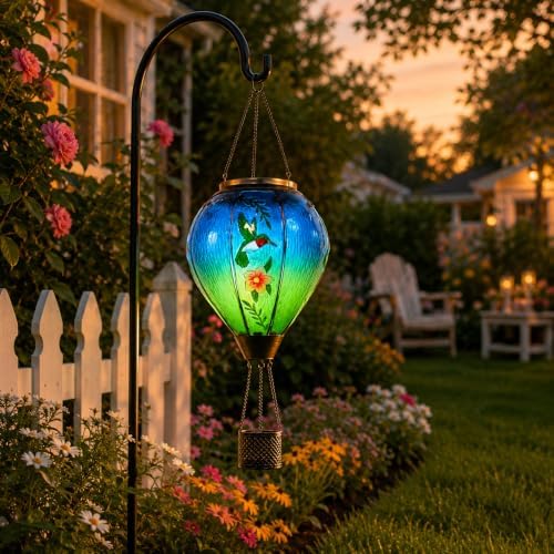 Hummingbird Solar Lantern, Hot Air Balloon Light with Flickering Flame - Image 4